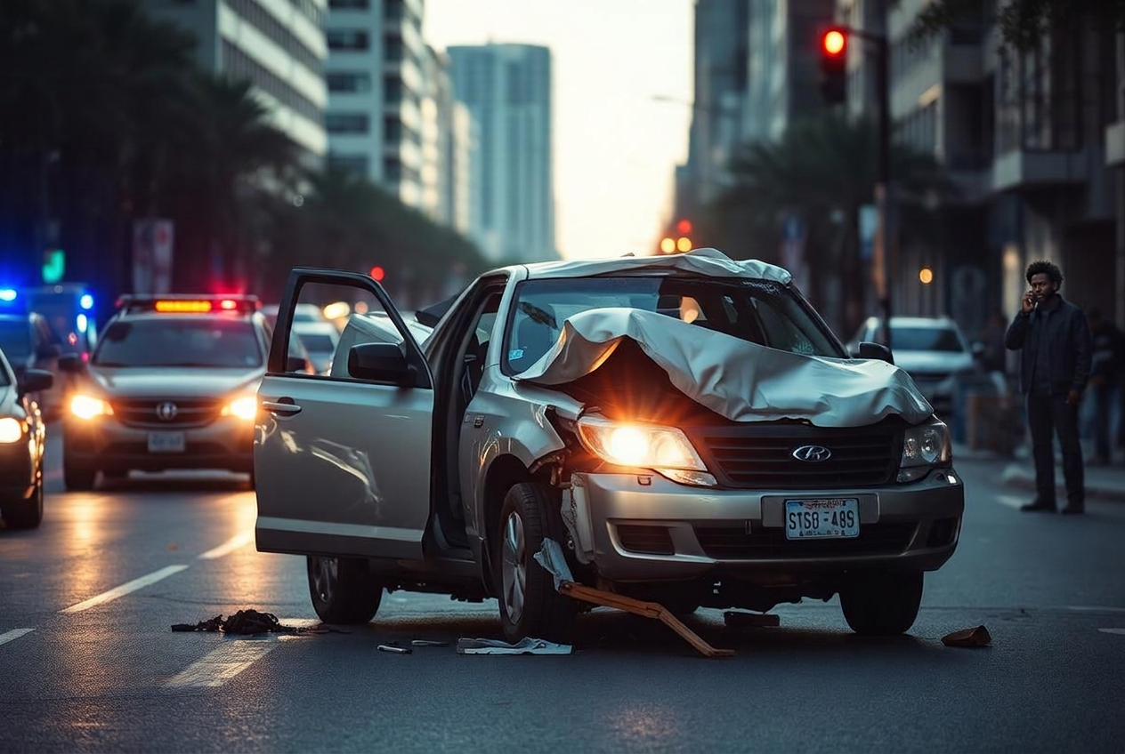 A car with visible damage after a collision