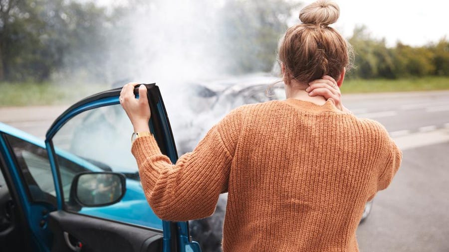 female motorist involved in car accident